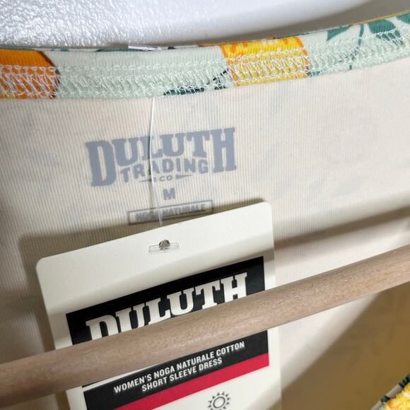 Duluth Trading Co NoGA Naturale Short Sleeve Dress Womens M Orange Print Pockets - Picture 6 of 12